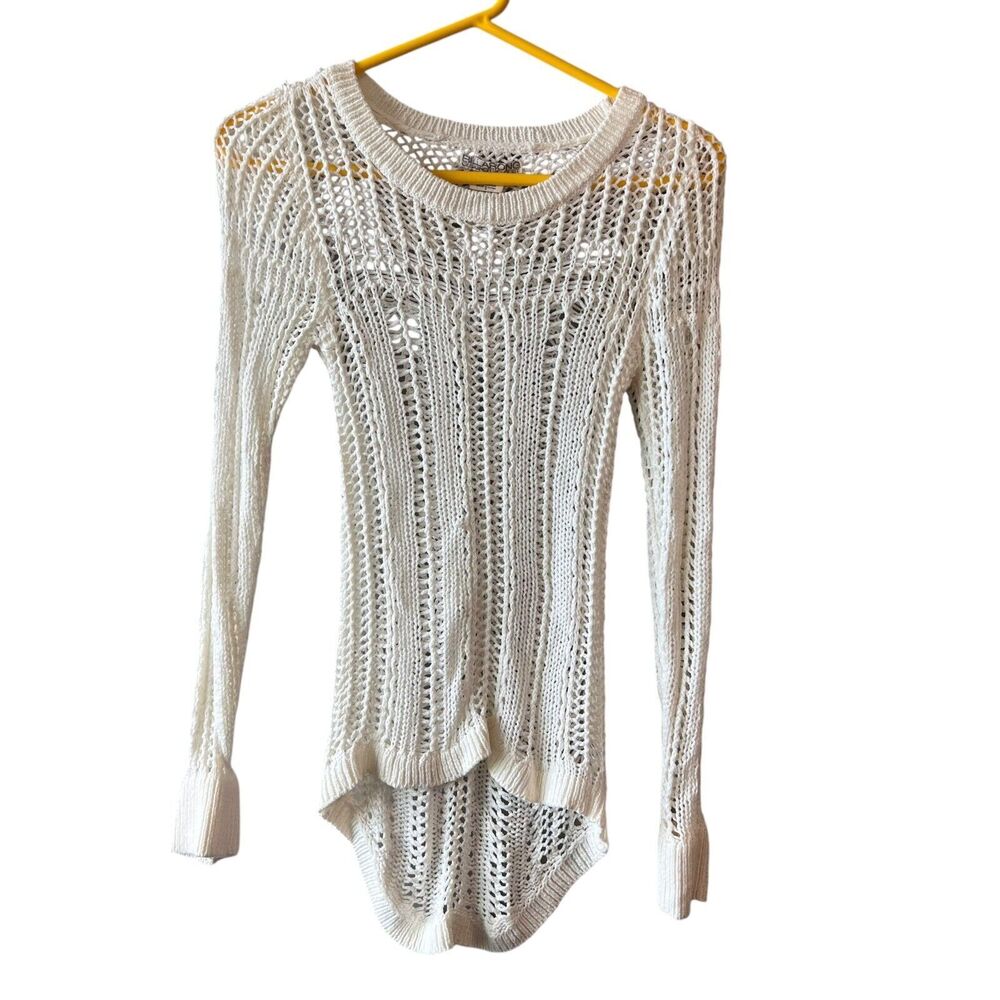 Billabong Designer Closet Open Knit Sweater Women Sz Small Cream Long Sleeve Net